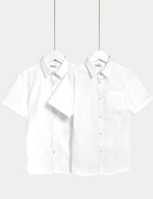 2pk Boys' Non-Iron School Shirts (2-18 Yrs) Image 2 of 7