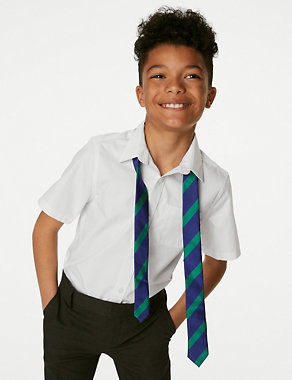 2pk Boys' Regular Fit Cotton School Shirts (2-18 Yrs) Image 2 of 5