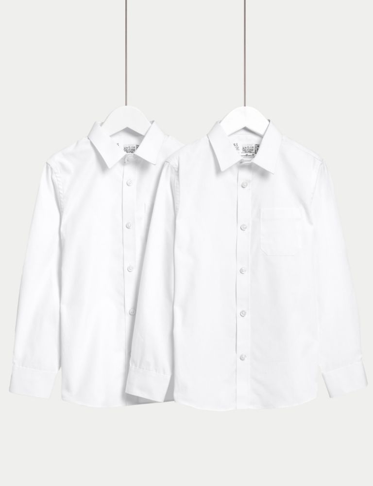 2pk Boys' Regular Fit Cotton School Shirts (2-18 Yrs) 1 of 8