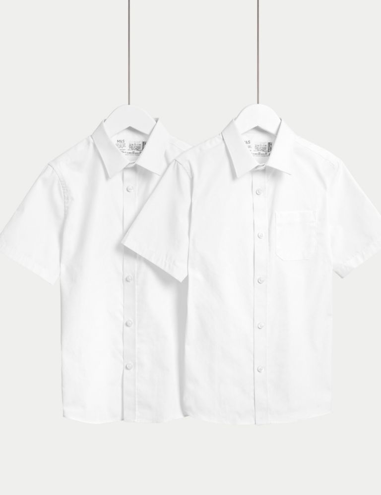2pk Boys' Regular Fit Cotton School Shirts (2-18 Yrs) 1 of 5