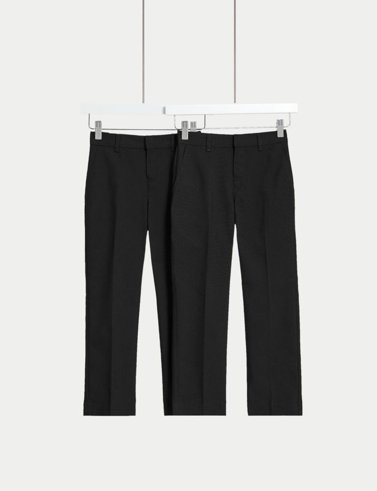 Buy Black Woven Belted School Trousers 4 years