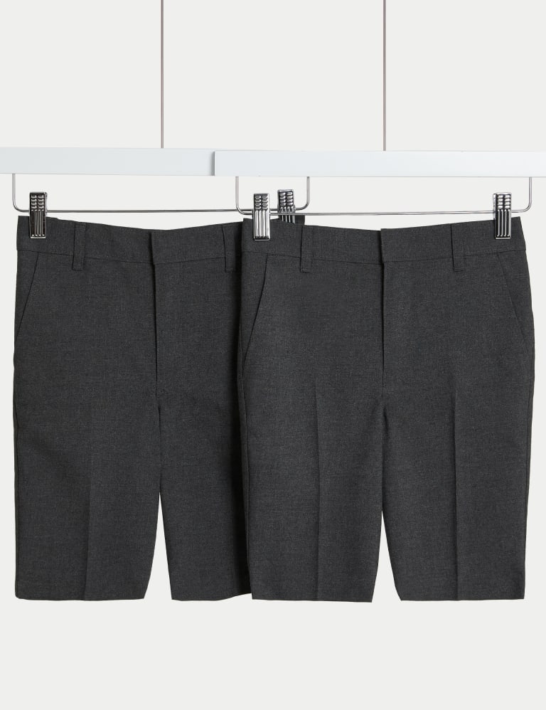 2pk Boys' Skinny Leg School Shorts (2-14 Yrs) 2 of 4