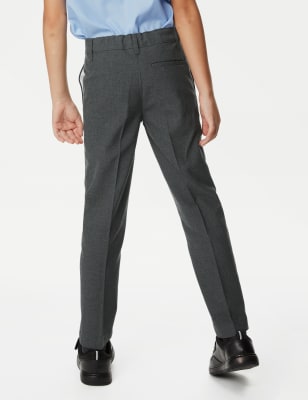 Boys Skinny Fit Charcoal Wool Dress Pants