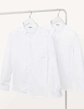 2pk Boys' Slim Fit Non-Iron School Shirts (2-18 Yrs) Image 2 of 7