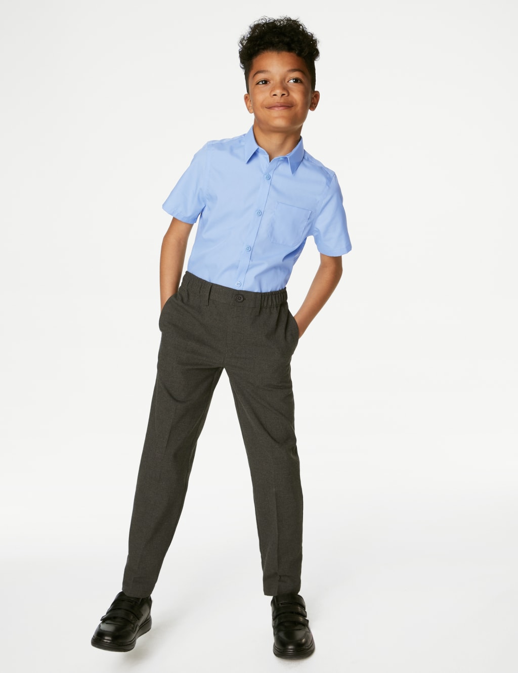 2pk Boys' Slim Fit Non-Iron School Shirts (2-18 Yrs) 2 of 5