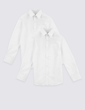2pk Boys' Slim Fit Pure Cotton School Shirts Image 2 of 5