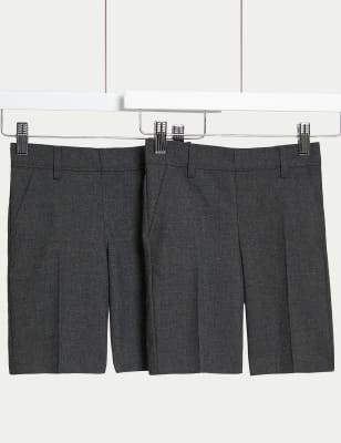 2pk Boys' Slim Leg Plus Waist School Shorts (4-14 Yrs) Image 2 of 4