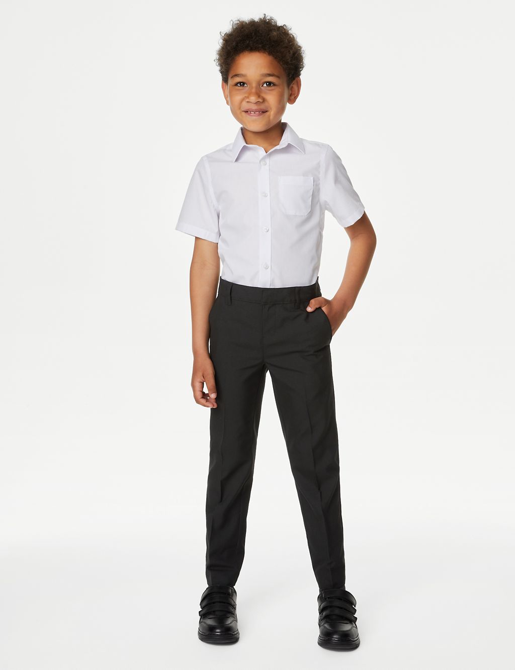 2pk Boys' Slim Leg Plus Waist School Trousers  (2-18 Yrs) 1 of 4