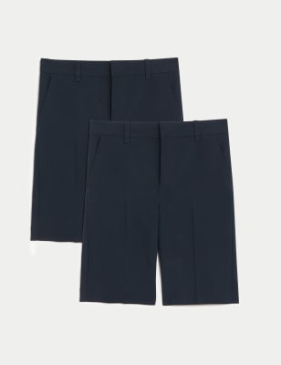 2pk Boys' Slim Leg School Shorts (2-14 Yrs) Image 2 of 4