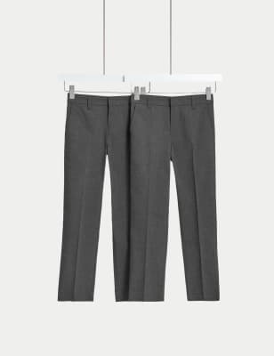 2pk Boys Slim Leg Longer Length School Trousers (2-18 Yrs), M&S Collection