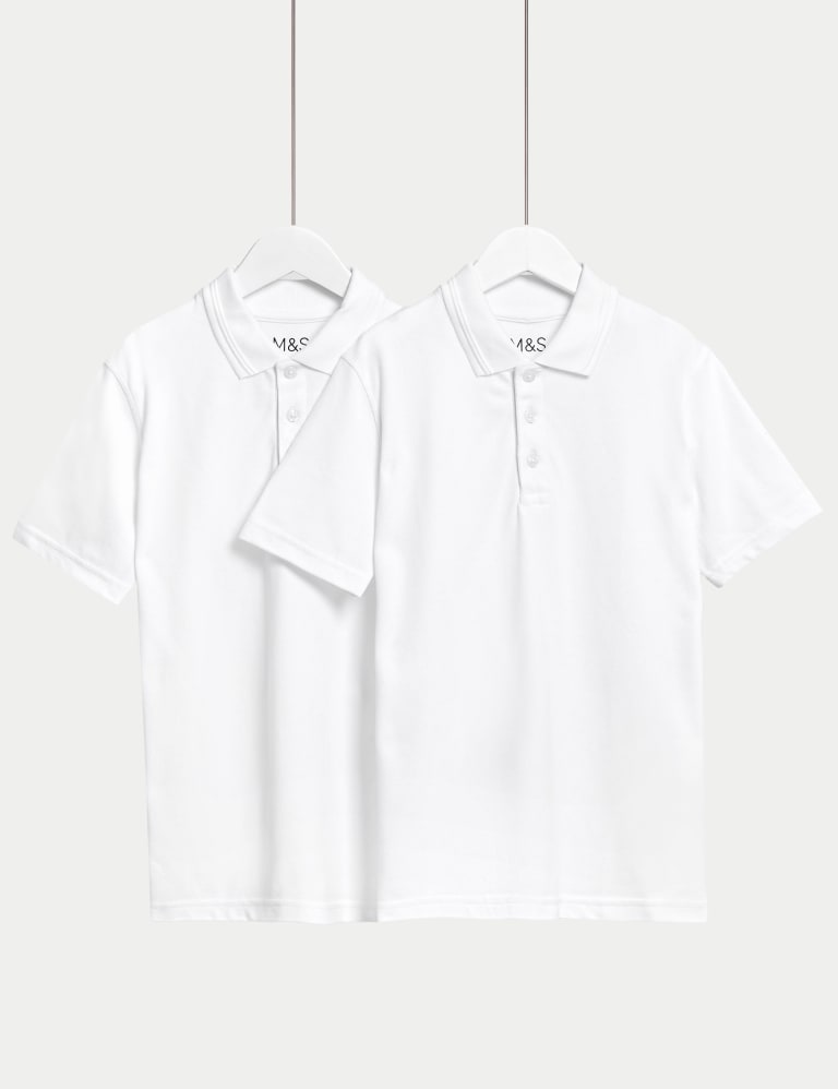 2pk Boys' Stain Resist School Polo Shirts (2-16 Yrs) 2 of 4