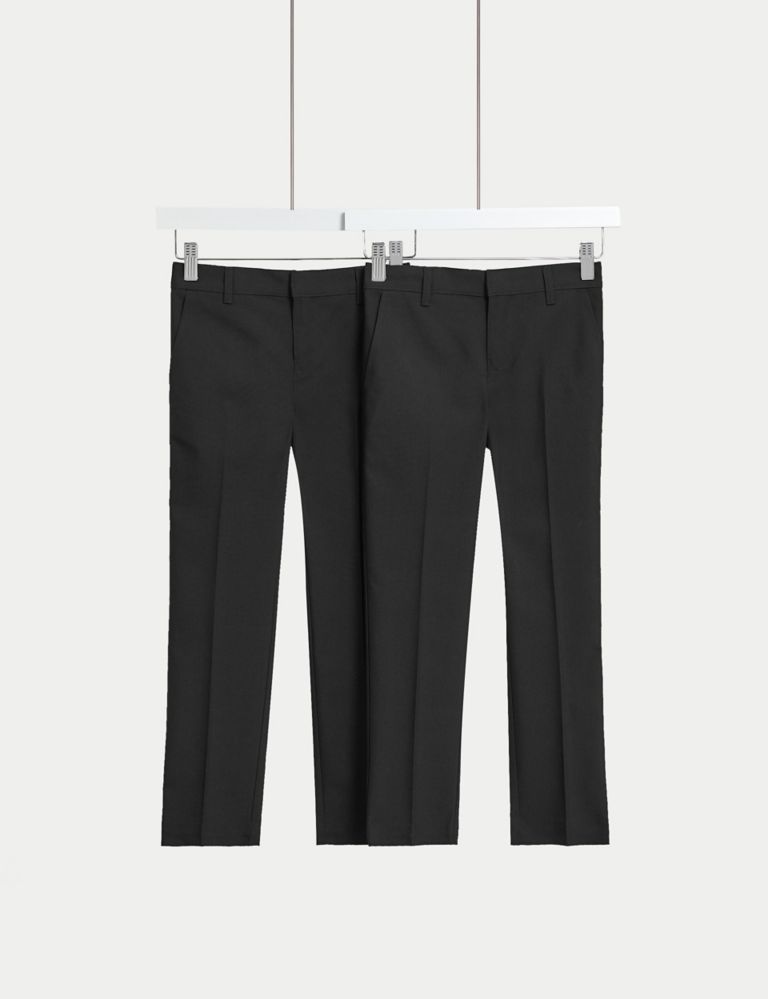 Buy Longer Length Black Senior High Waist Stretch School Trousers