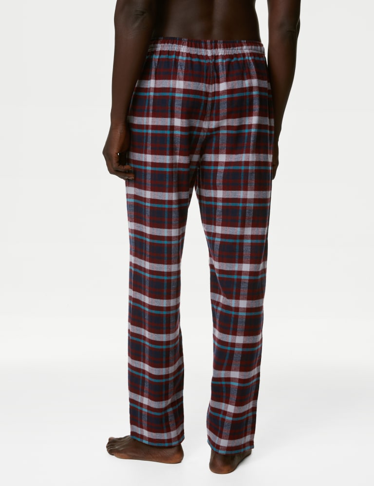 PJ Bottoms in Fine Cotton Pale Blue and Red Check - The Pyjama House