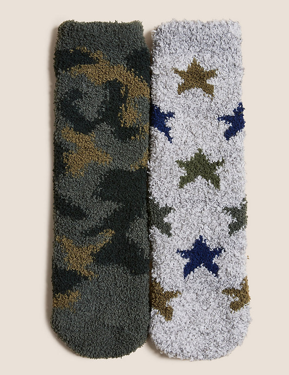 2pk Camouflage Slipper Socks Image 1 of 2