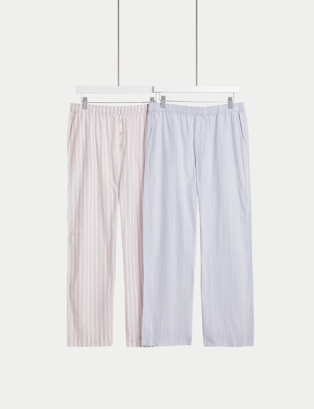 2pk Cool Comfort™ Pure Cotton Striped Pyjama Bottoms 3 of 4