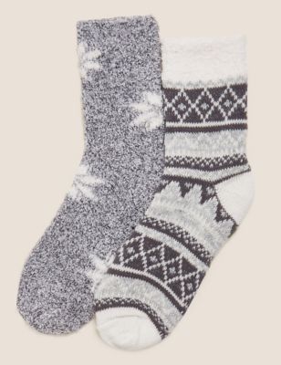 2pk Cosy Fairisle Ankle High Socks | M&S Collection | M&S