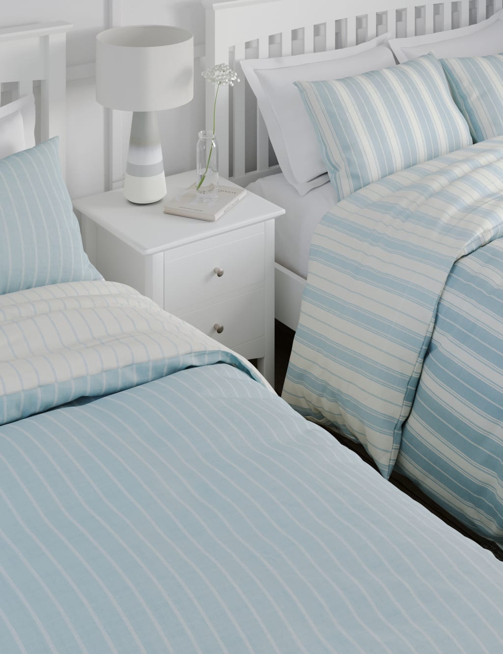 2pk Cotton Blend Striped Bedding Sets M&S Collection M&S