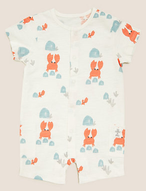 2pk Cotton Crab Rompers (0-3 Yrs) Image 2 of 5
