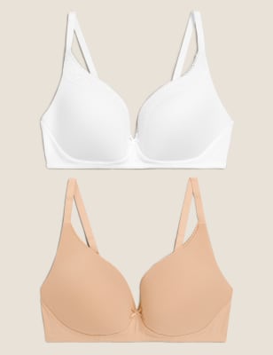 2pk Cotton Lounge T-Shirt Bras A-E, M&S Collection