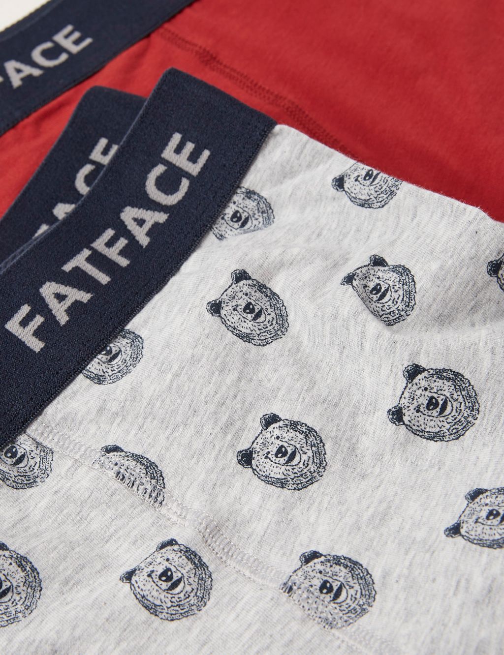 2pk Cotton Rich Bear Print & Plain Boxers | FatFace | M&S