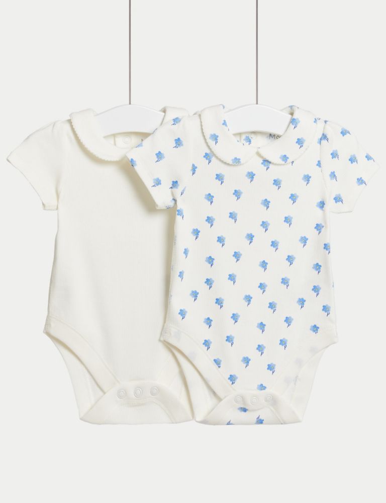 2pk Cotton Rich Bodysuits (0-3 Years) 1 of 4