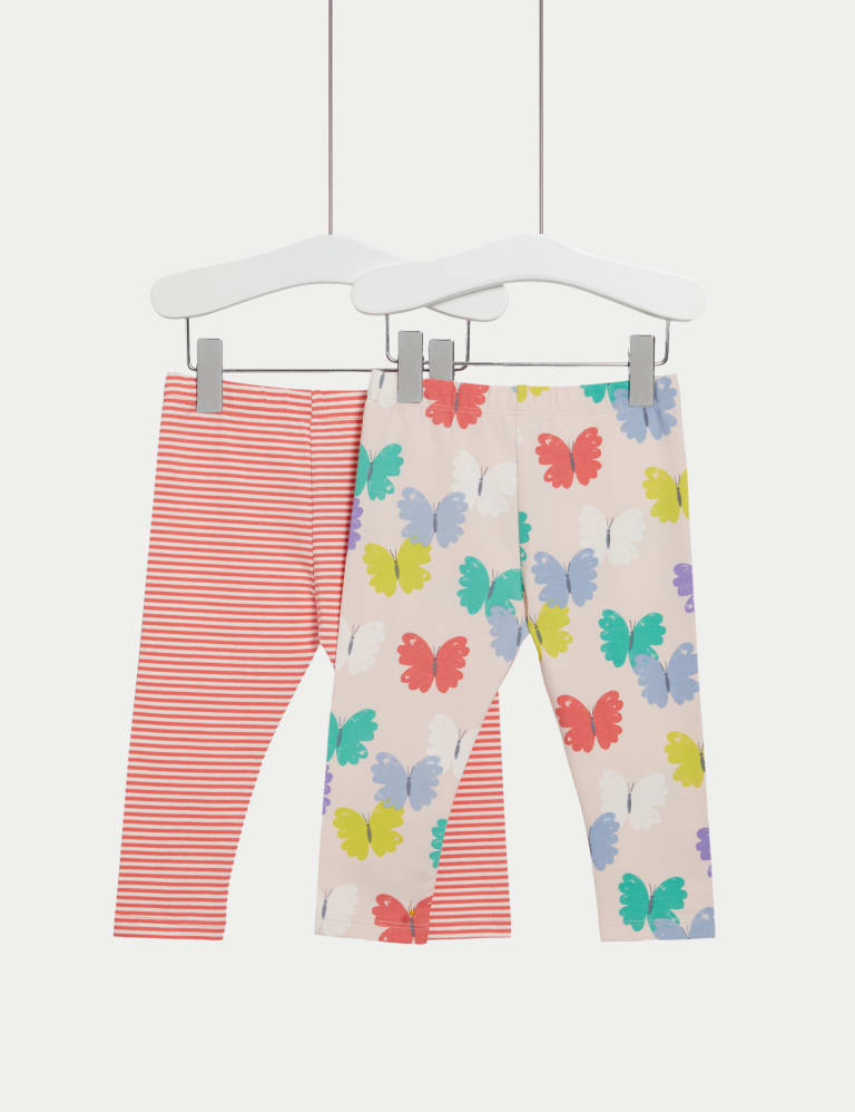 3-pack Cotton Leggings - Pink/butterflies - Kids