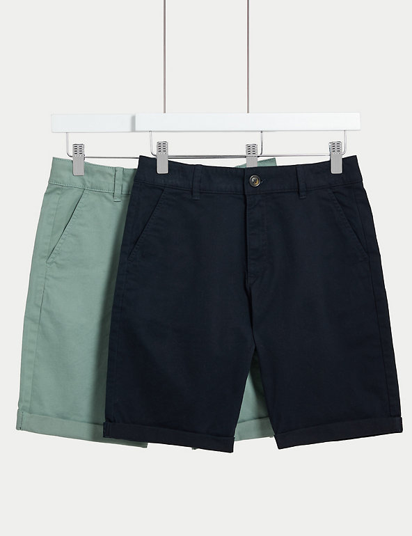2pk Cotton Rich Chino Shorts (6-16 Yrs) Image 1 of 1