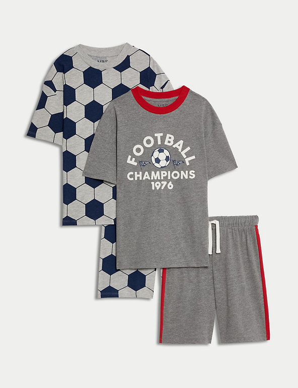 2pk Cotton Rich Football Pyjama Sets (6-16 Yrs) Image 1 of 1
