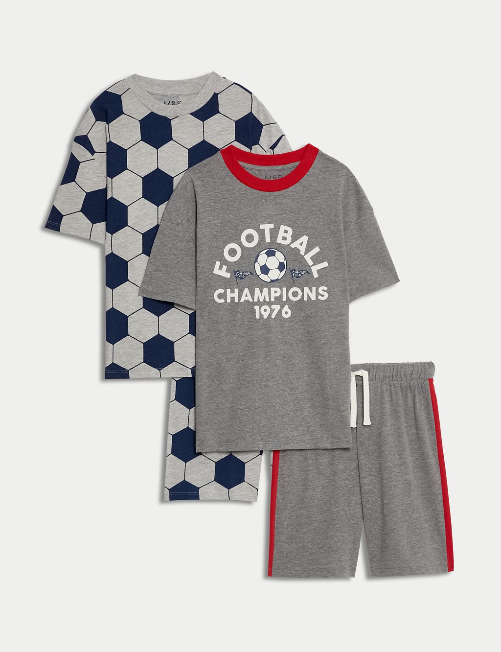 2pk Cotton Rich Football Pyjama Sets (6-16 Yrs) 1 of 1