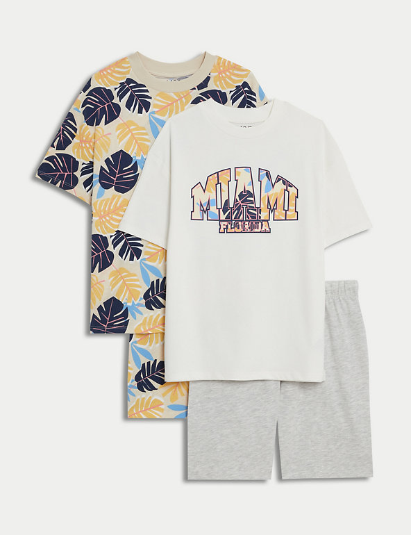 2pk Cotton Rich Miami Pyjama Sets (6-16 Yrs) Image 1 of 1