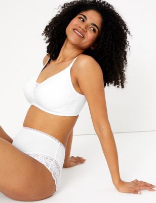 M&S Cotton Rich NON WIRED Full Cup Bra In WHITE Size 36E - Helia Beer Co