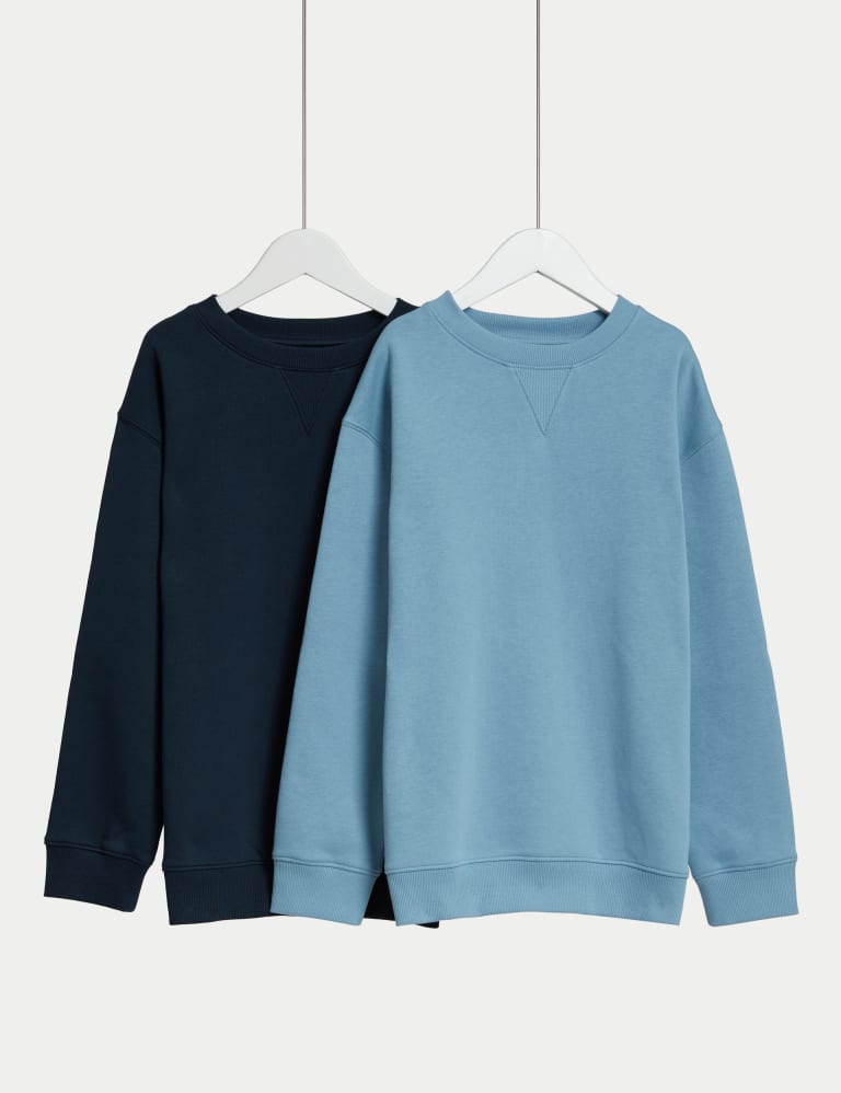 2pk Cotton Rich Plain Sweatshirts (6-16 Yrs) 1 of 1