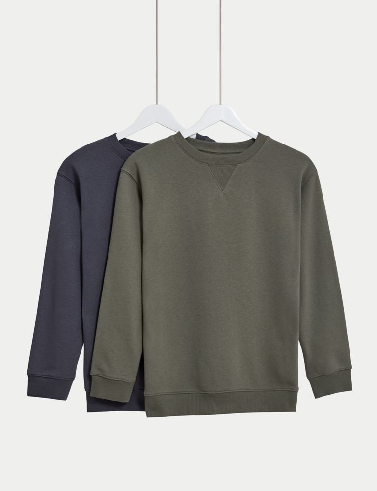 2pk Cotton Rich Plain Sweatshirts (6-16 Yrs) 1 of 1