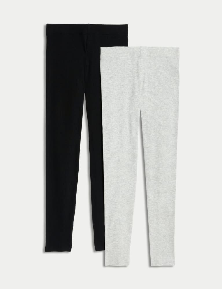 Ribbed Leggings - Off-White/Black - Kids