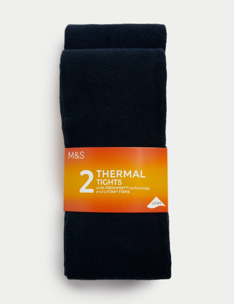 2pk Cotton Rich Thermal Tights (4-14 Yrs), M&S Collection