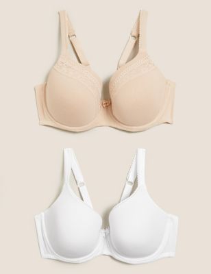 M&S Collection 2 Pack Cotton Rich Full Cup Bras A-E, Compare