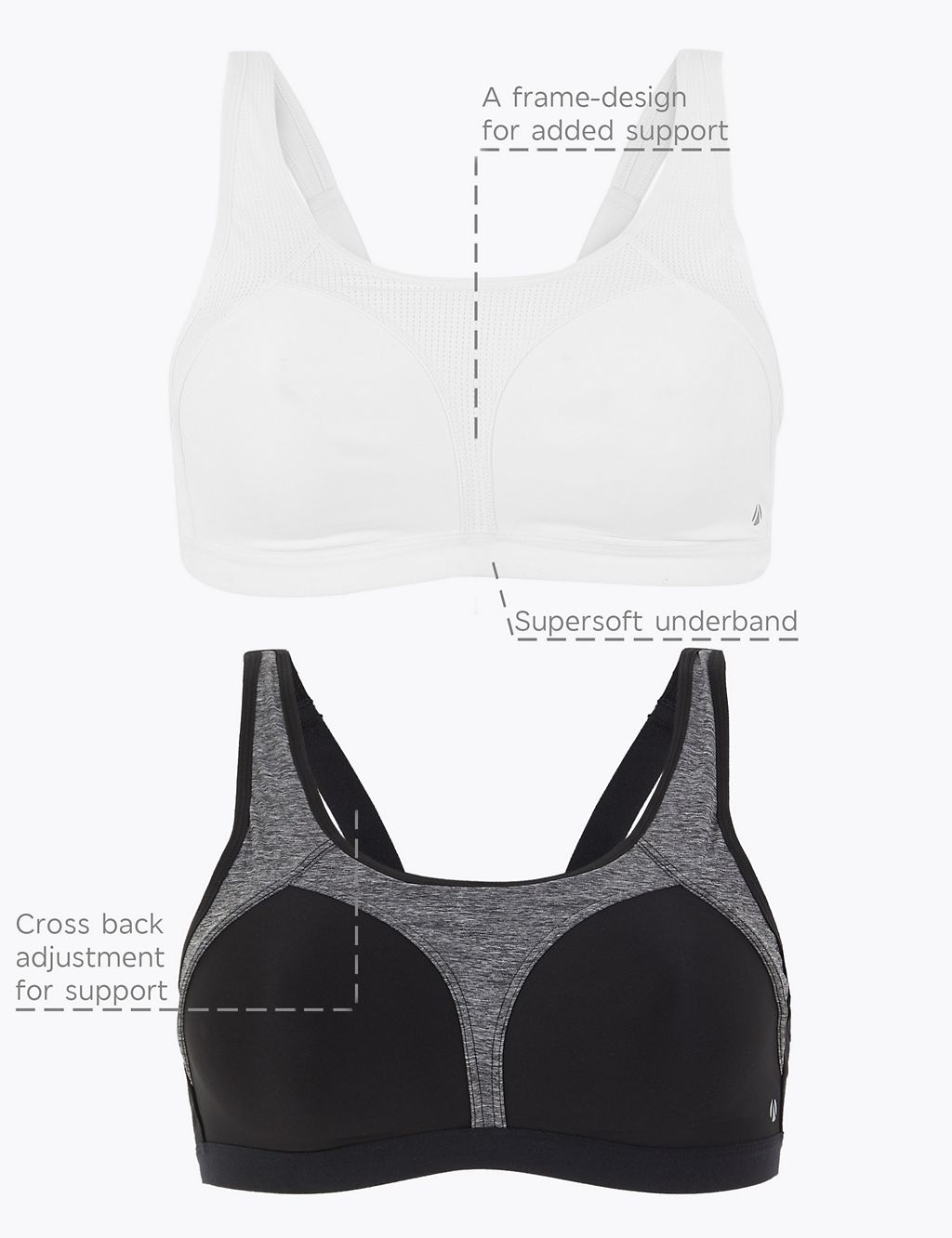 2pk Extra High Impact Sports Bras A-H 9 of 9