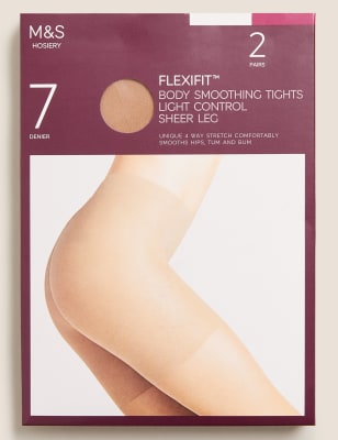 2pk Flexifit™ 7 Denier Light Control Sheer Tights, M&S Collection