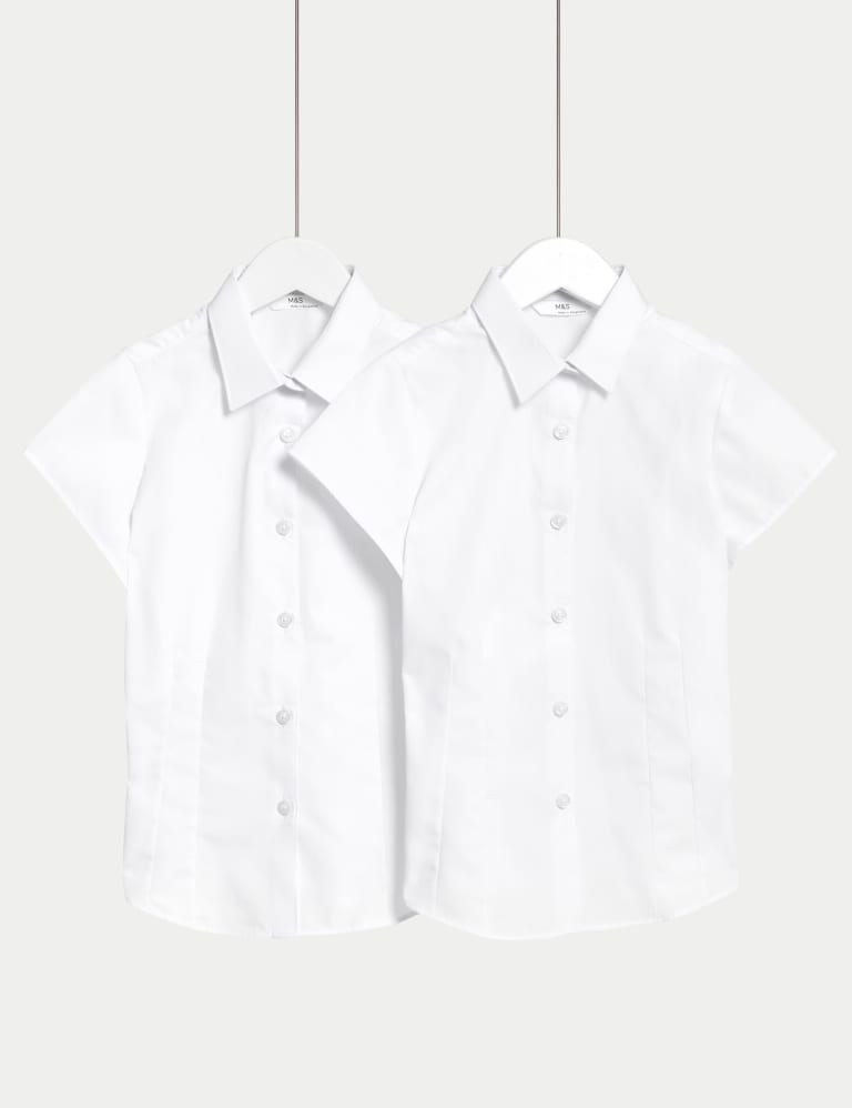 2pk Girls' Cap Sleeve Easy Iron School Shirts (2-16 Yrs) | M&S ...