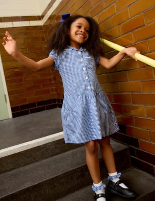 Pale blue shop gingham school dress