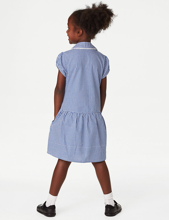 Girls School Dress M&S Summer Gingham Red Blue Green 3-4 to 11-12 Years NEW 
