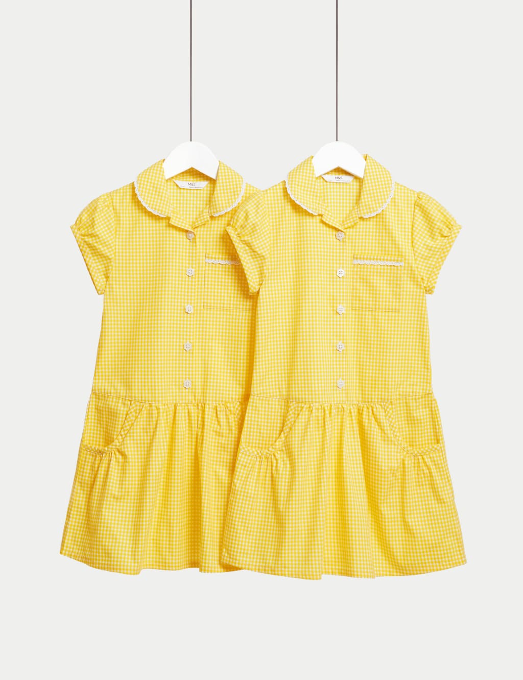 2pk Girls Cotton Gingham School Dresses 2 14 Yrs M S