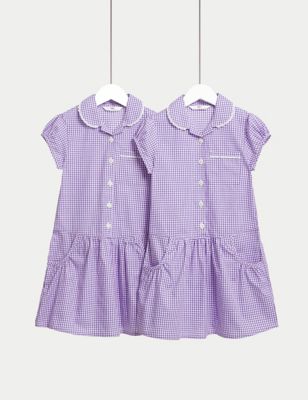 girls purple gingham dress