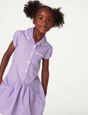 girls purple gingham dress