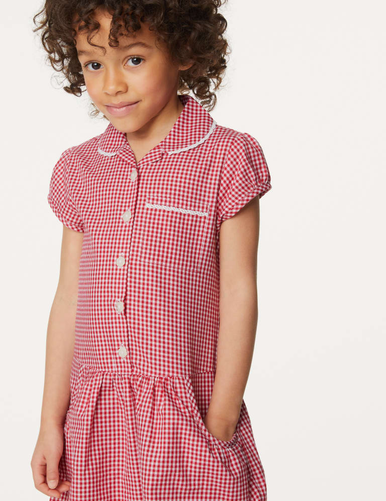 Girls red school summer dress discount