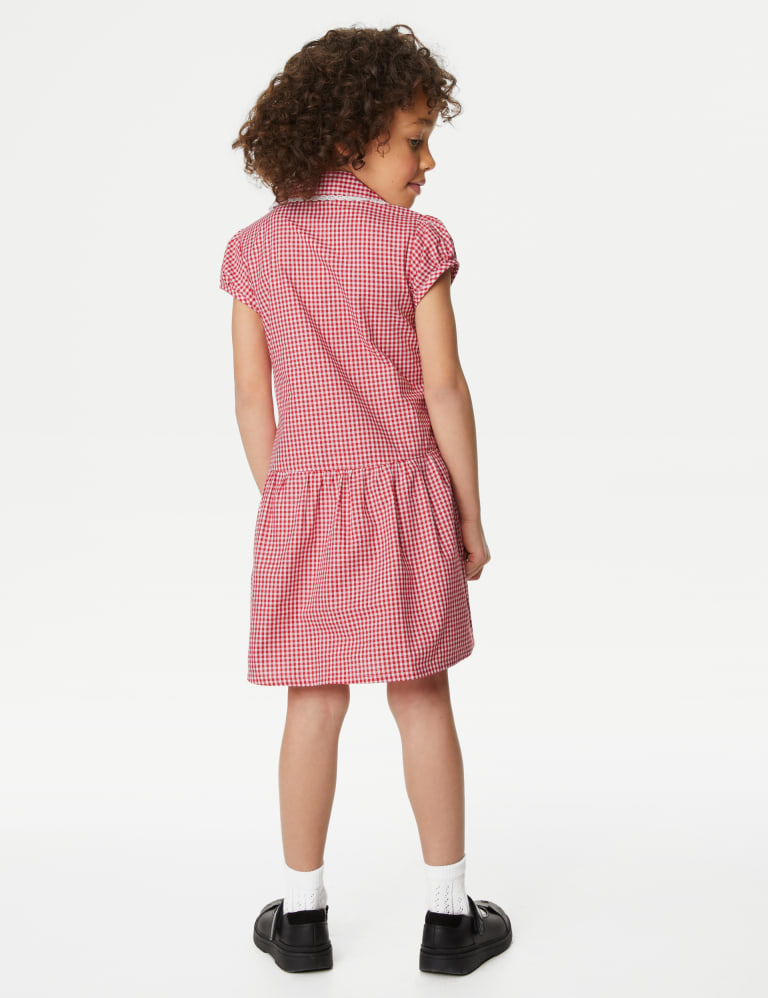 Large size gingham school dresses 2025