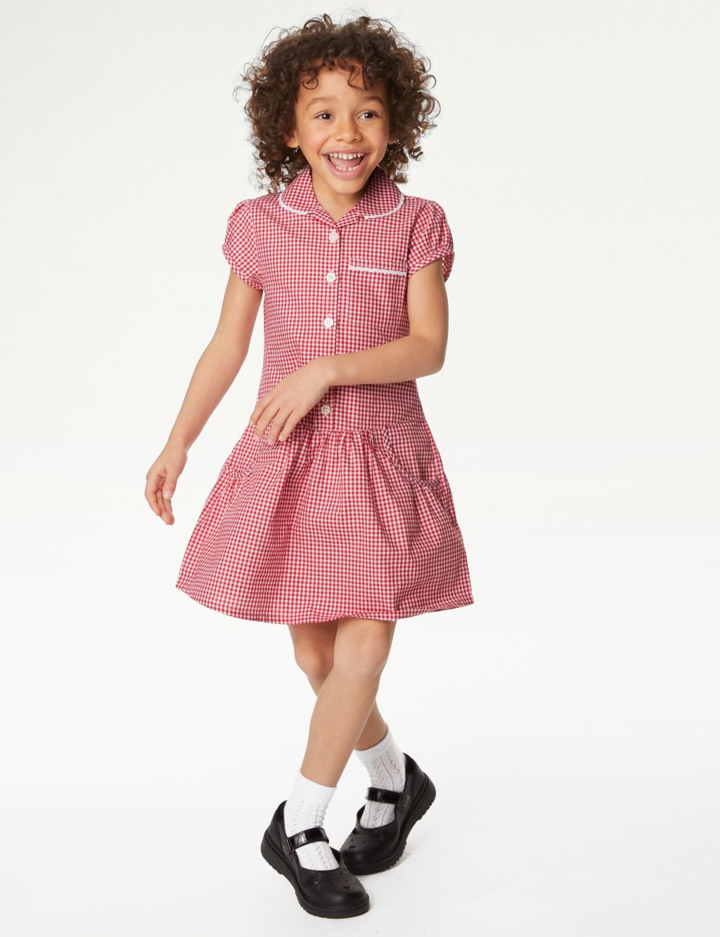 2pk Girls' Cotton Plus Fit School Dresses (4-14 Yrs) 1 of 5