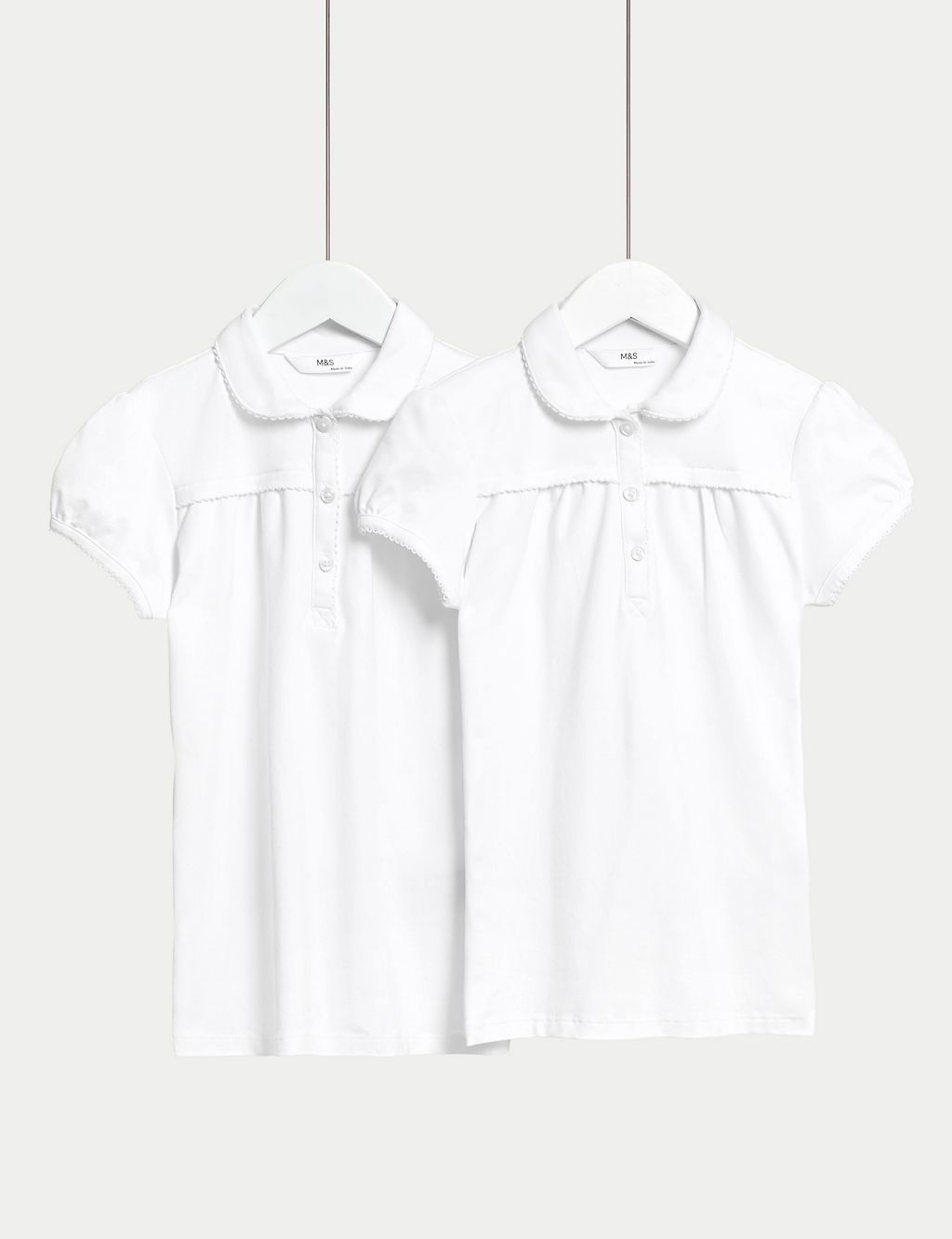 2pk Girls' Cotton Regular Fit School Polo Shirts (2-18 Yrs) 3 of 4