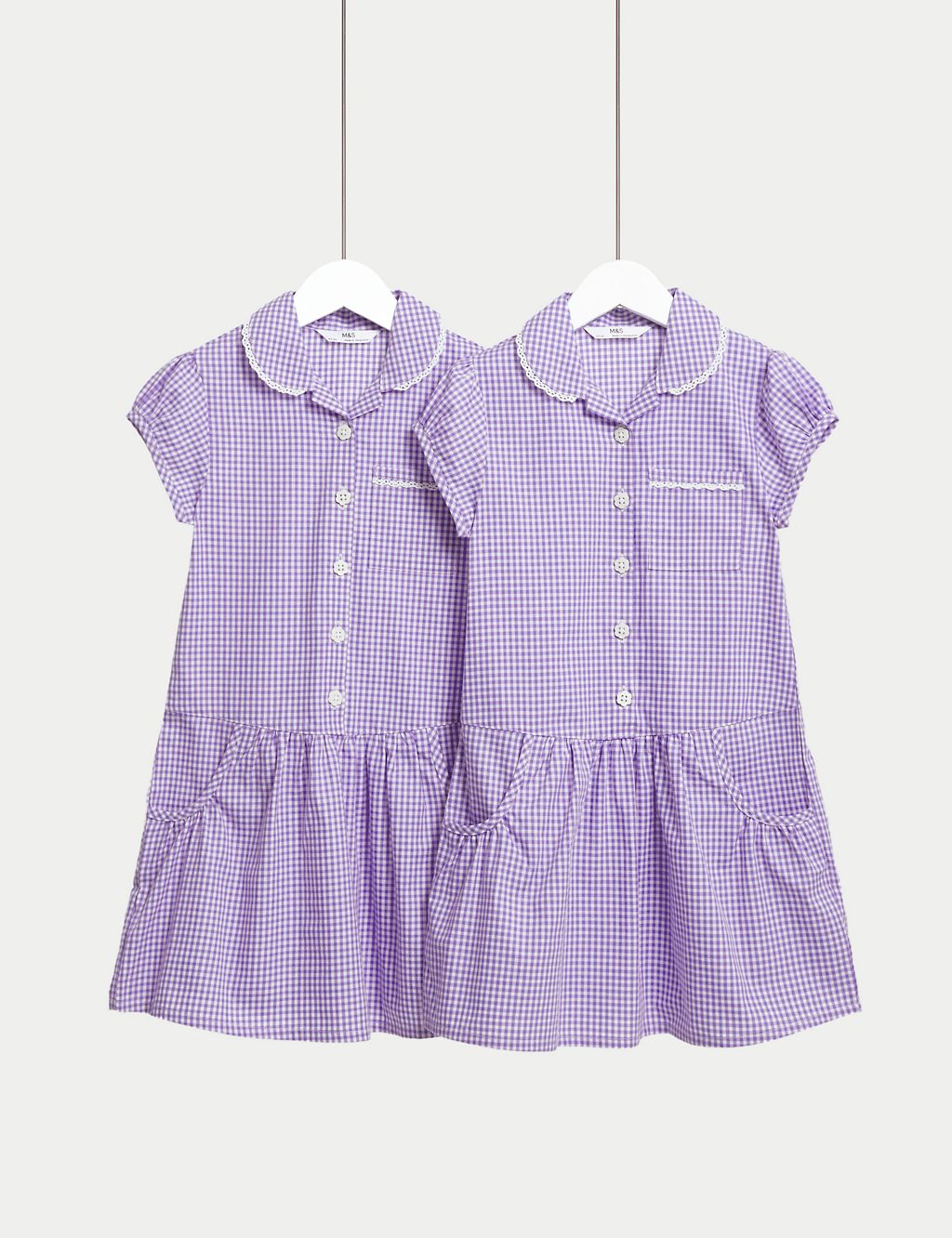 2pk Girls' Cotton Rich Gingham School Dresses (2-14 Yrs) 3 of 5