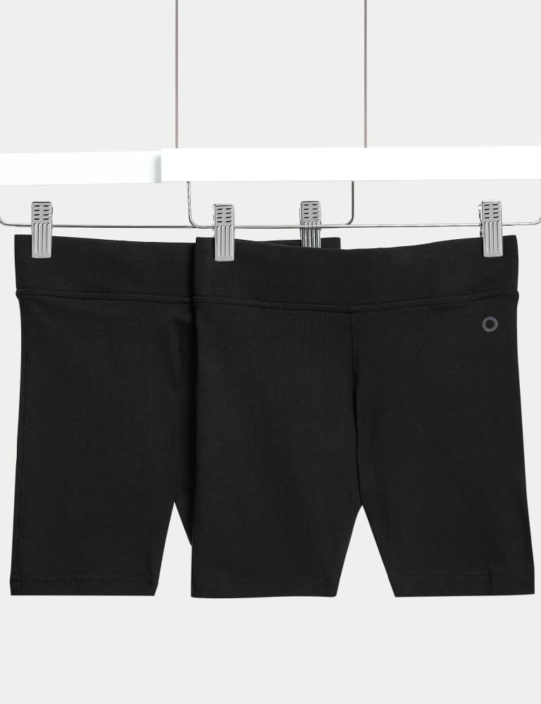 2pk Girls Cotton Rich School Cycling Shorts 2 16 Yrs